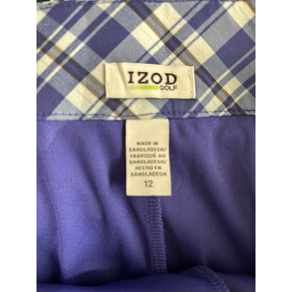 IZOD Gold Women's Golf Skort In Blue Plaid Size 12 Pockets Side Zip - Picture 4 of 4